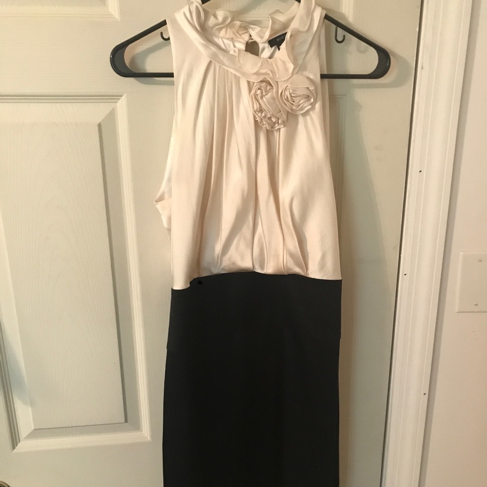 BCBGMaxAzria Black and White Silk fitted dress